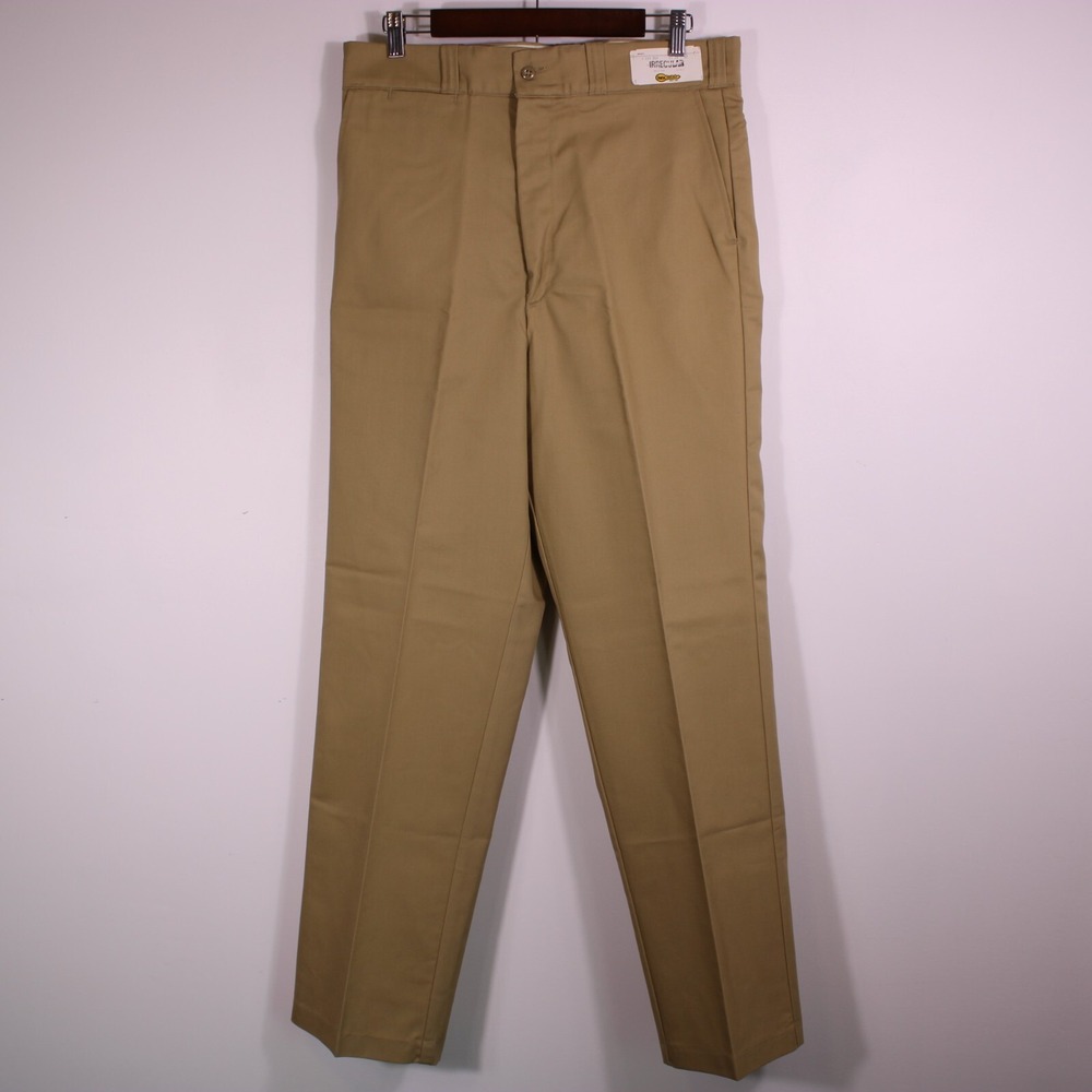 Vintage Key Pants Mens 34x32 Brown Tan‎ Never-Iron Dress Pants Made in USA NEW